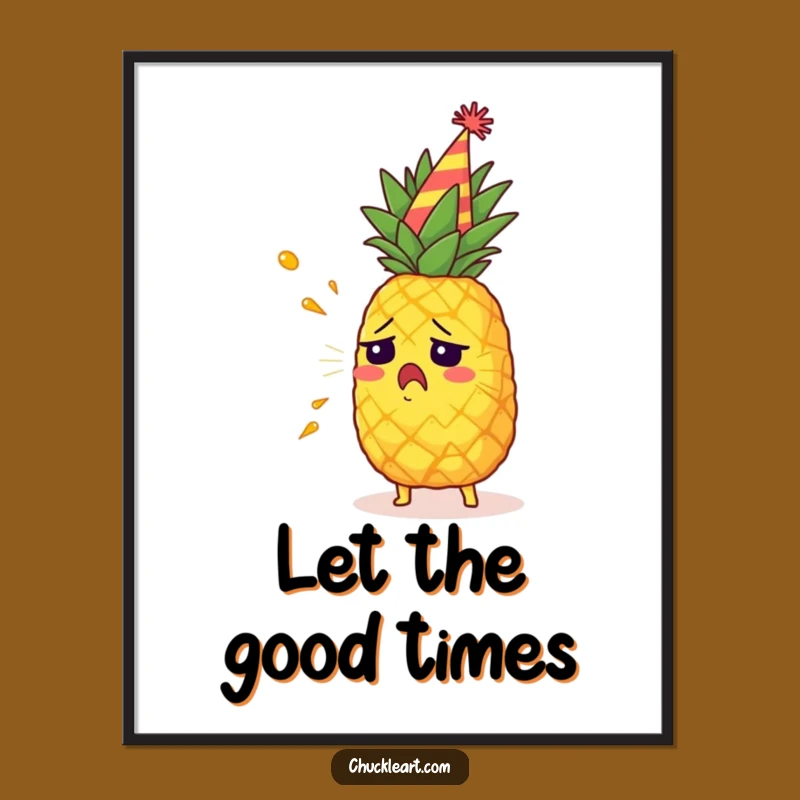 Funny Startled Pineapple Poster: Explosive Wall Art for Fun Spaces