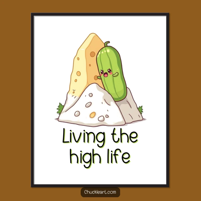 Funny Pickle Cheese Climb Poster - Hilarious Wall Art for Dreamers