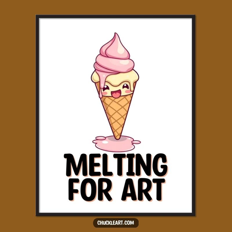 Funny Melting Ice Cream Pose Poster: Quirky Dessert Art