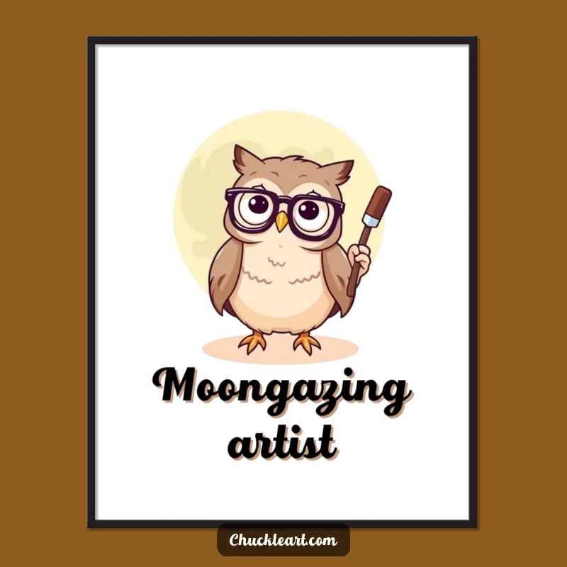 Funny Owl Moon Painting Poster: Hilarious Wall Art for Creative Spaces!
