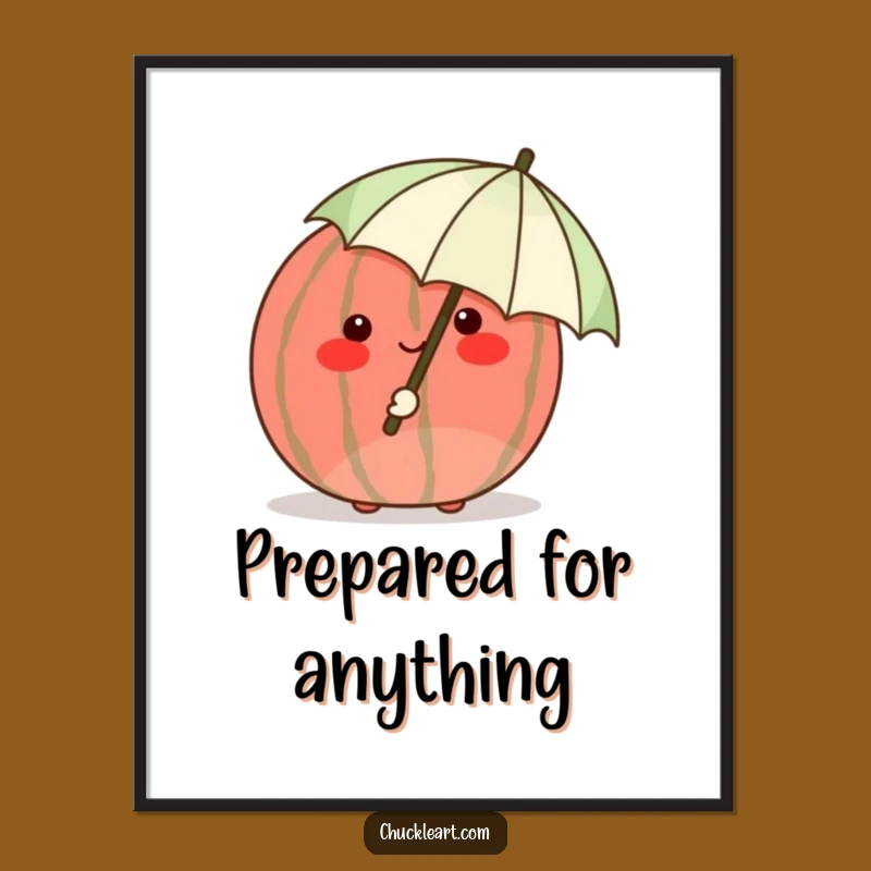 Funny Shy Watermelon Poster: Adorable Wall Art for a Bashful Vibe