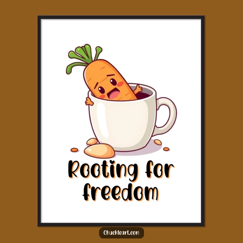 Funny Carrot Escape Poster: Quirky Veggie Art