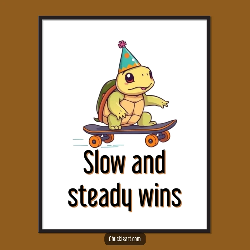 Funny Turtle Skateboard Poster: Hilarious Party Animal Speeding Art Print!
