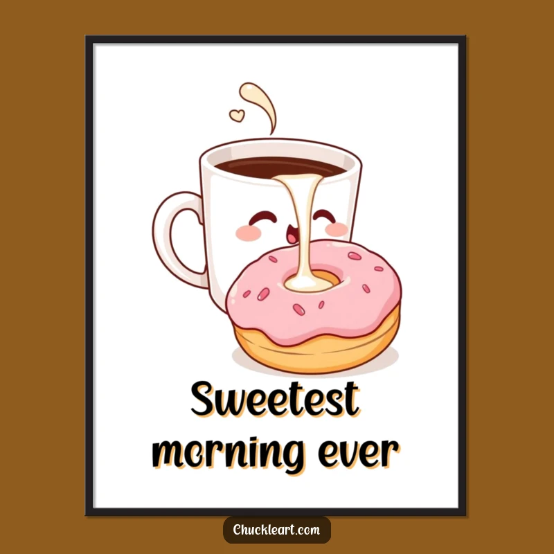 Funny Coffee & Donut Poster: Cheeky Morning Treat Humor Wall Art!