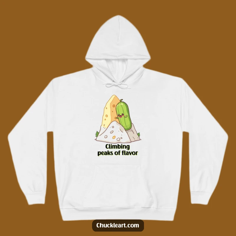 Funny Pickle Cheese Mountain Hoodie - Cozy Comical Adventure Apparel