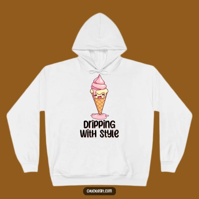Funny Melting Ice Cream Pose Hoodie: Cozy Sweet Style