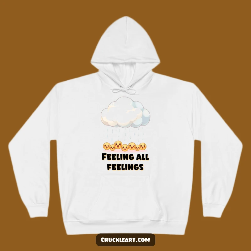 Funny Emoji Rain Cloud Hoodie - Cozy Digital Weather Sweatshirt Gift