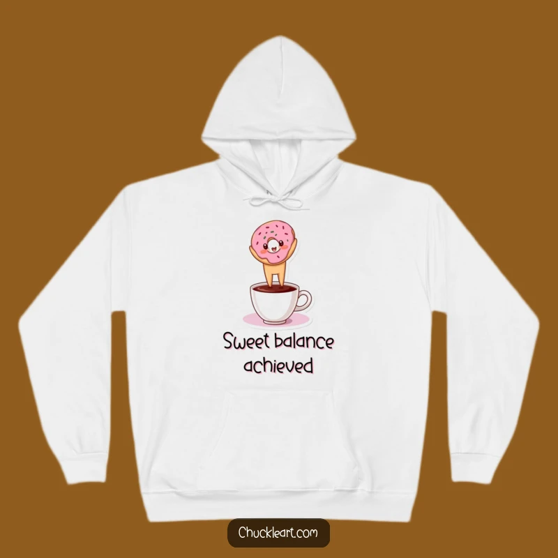 Funny Donut Headstand Hoodie: Cozy Coffee Balance - Warm Funny Gift!