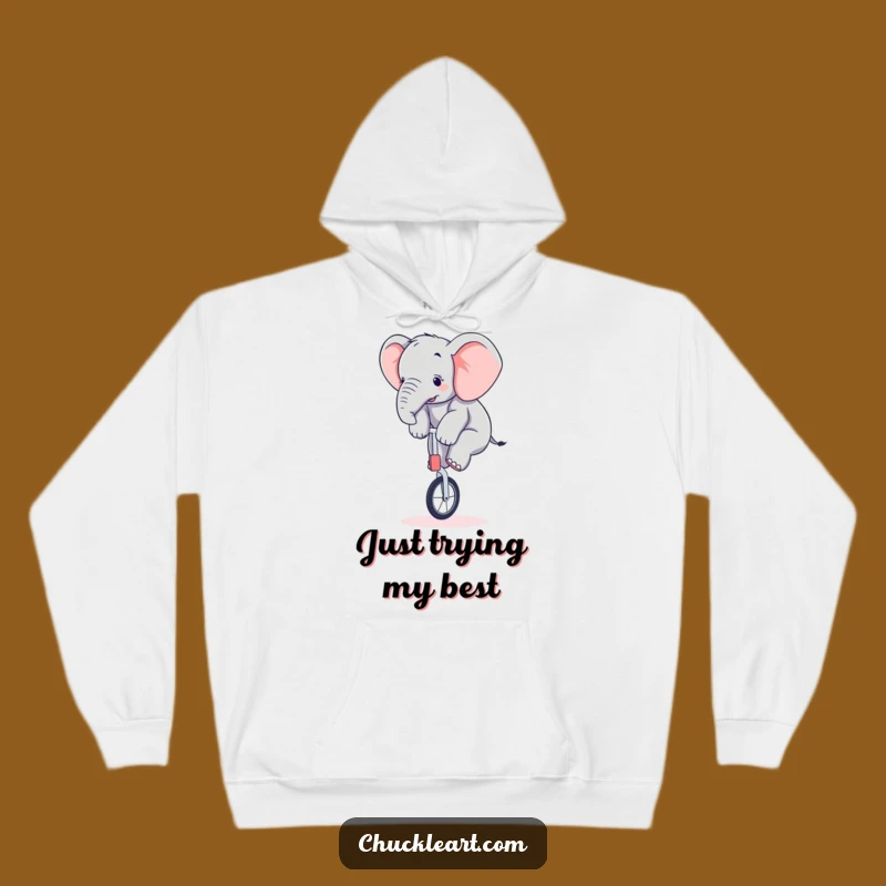 Funny Elephant Balancing Unicycle Hoodie A Comfy and Hilarious Gift