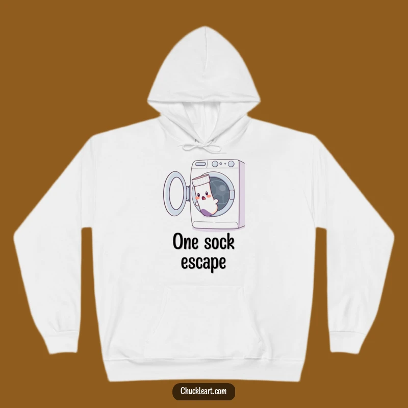Funny Escaping Sock Hoodie: Hilarious Laundry Day Humor Warm Gift!