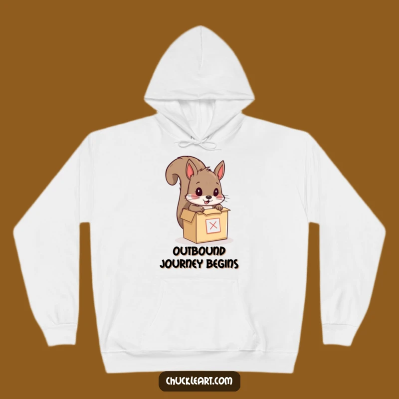 Funny Squirrel Mailing Himself Hoodie: Cozy Animal Art Sweatshirt, Hilarious Gift