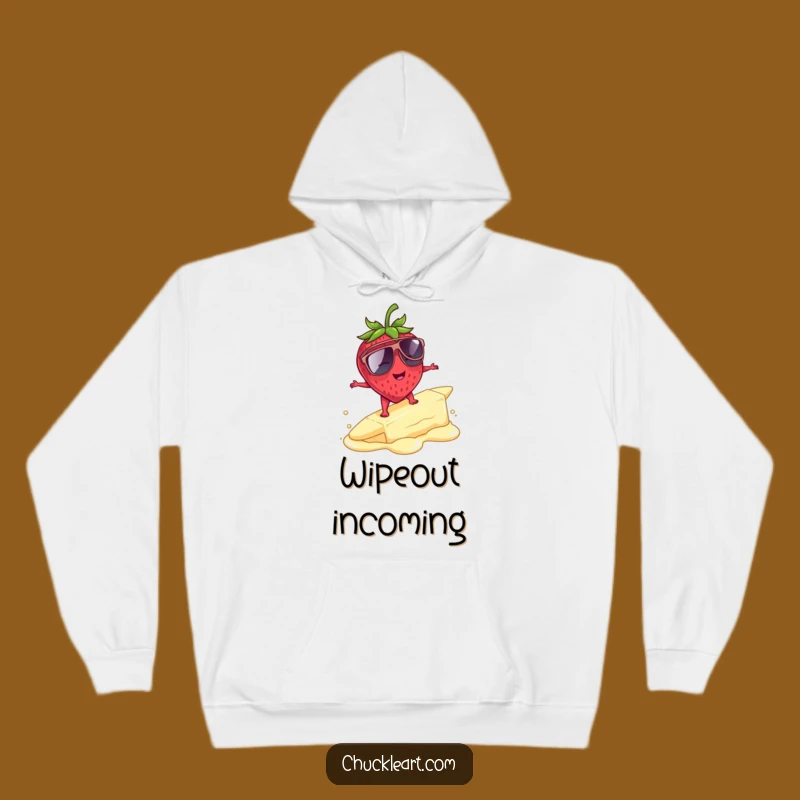 Funny Strawberry Surfing Hoodie: Warm Your Laughs with Cool Fruit