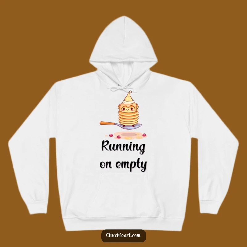 Funny Pancake Escape Hoodie: Cozy Wobbly Stack Dodging Fork - Ultimate Funny Gift!
