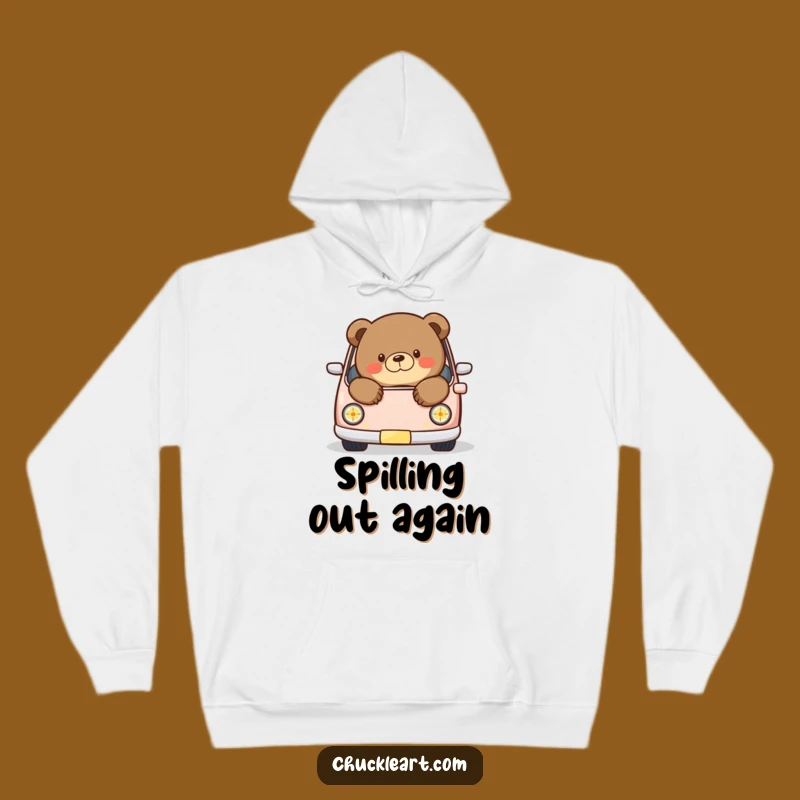 Funny Chubby Bear Car Hoodie: Cozy Animal Art Sweatshirt, Hilarious Gift