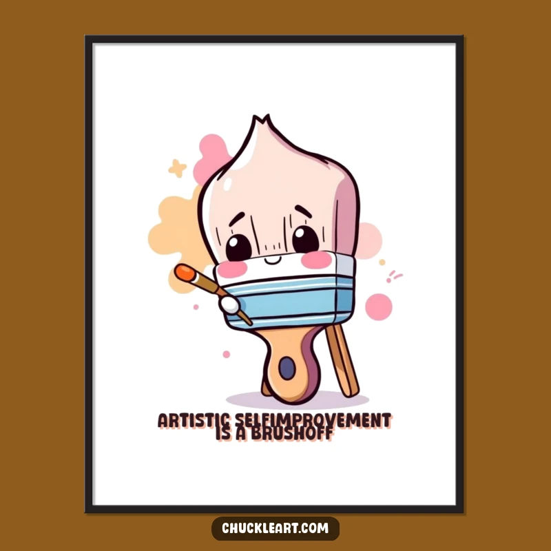 Funny Free Printable Wall Art: Clumsy Paintbrush Painting Handle DIY Downloadable Decor