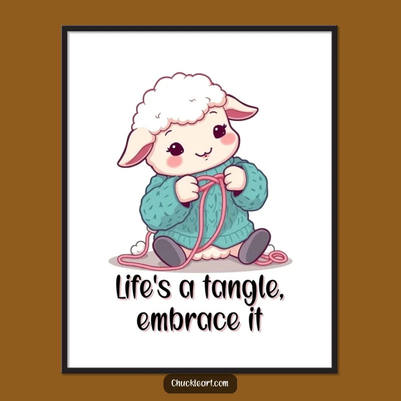 Charming Free Printable Wall Art: Sheep Knitting Art!