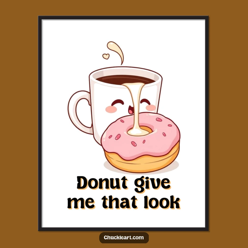 Free Printable Wall Art: Funny Coffee Donut Delight - Downloadable Quirky Decor