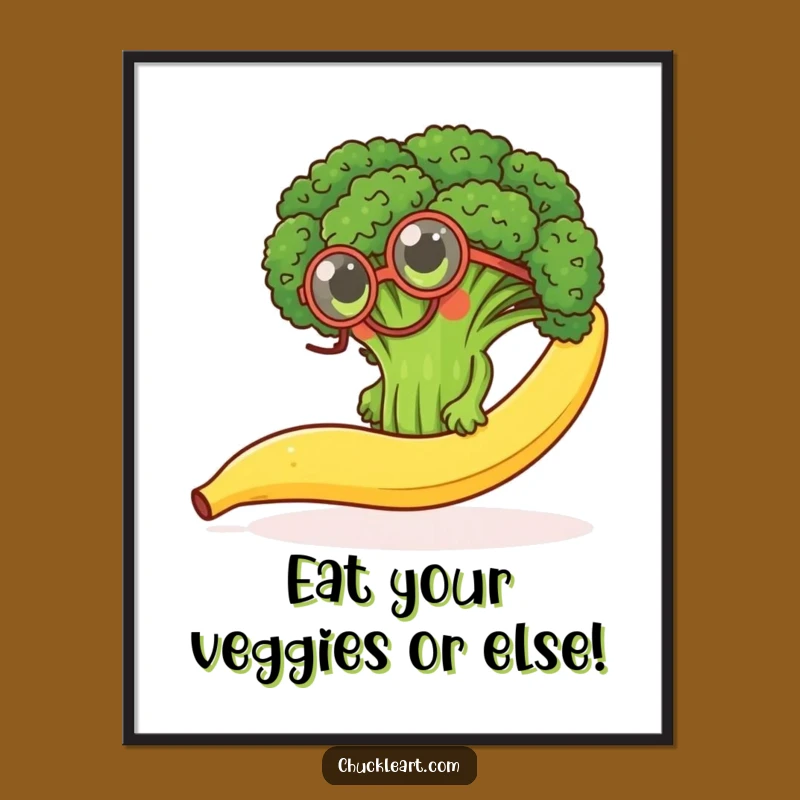 Funny Free Printable Wall Art: Monocled Broccoli's Slippery Climb, Hilarious Downloadable Decor