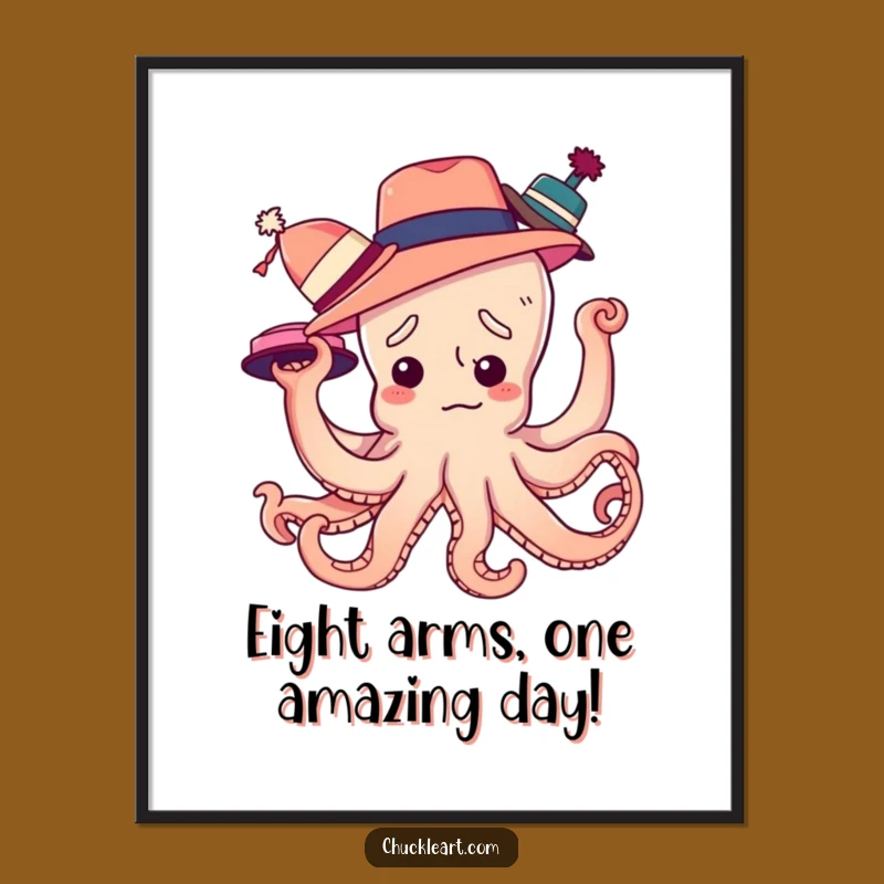 Free Printable Funny Art: Octopus Hat Chaos - Quirky Downloadable Decor