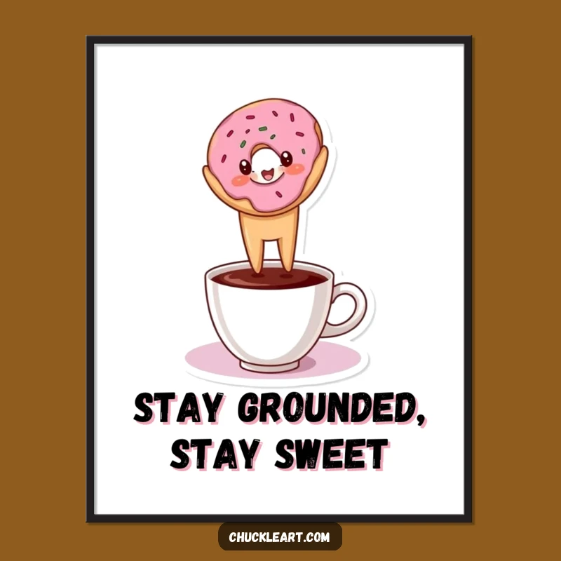 Free Printable Donut Headstand Wall Art: Funny Coffee Lover Downloadable Decor