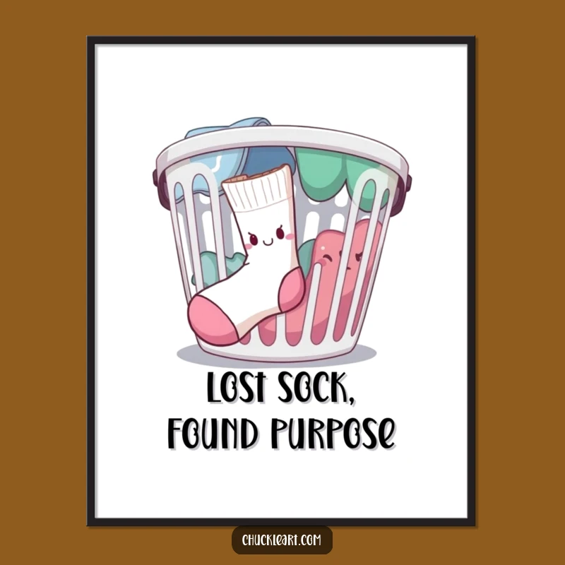 Free Printable Escaping Sock Laundry Art - Funny Downloadable Decor