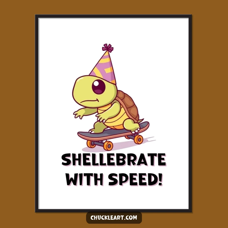 Free Printable Funny Art: Turtle Skater - Quirky Downloadable Decor
