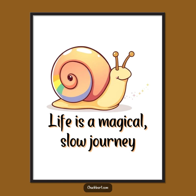 Free Printable Funny Wall Art: Rainbow Snail's Sparkle! Downloadable Whimsy!
