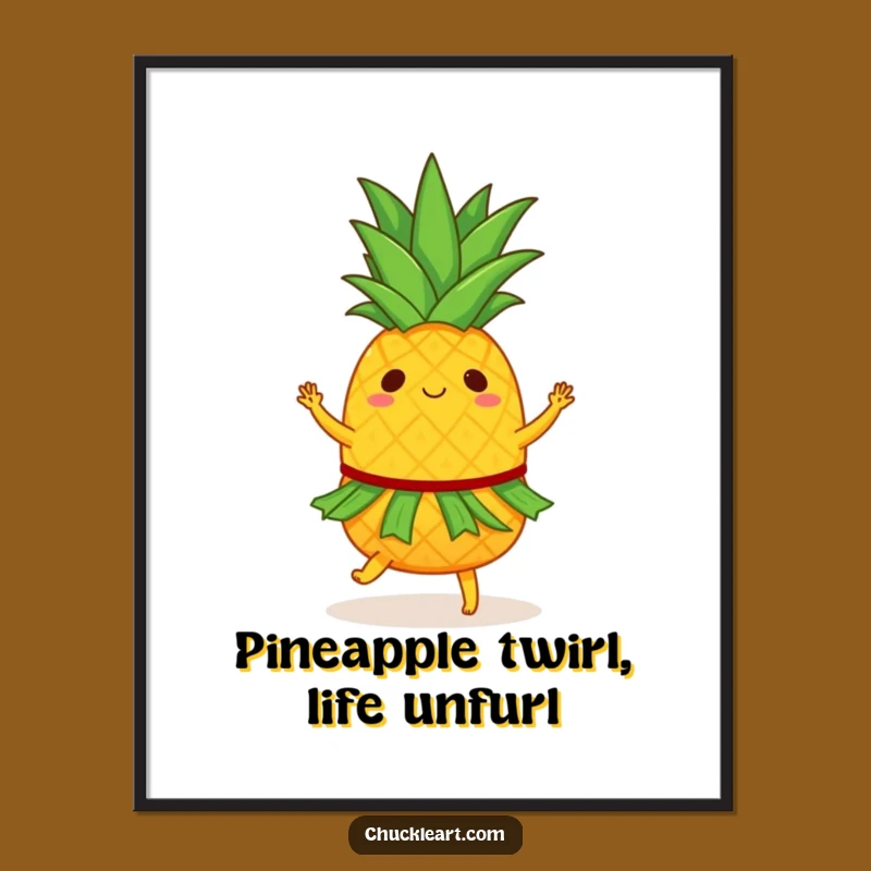 Free Printable Wall Art: Dancing Pineapple Vibes, Tropical Downloadable Decor Gift