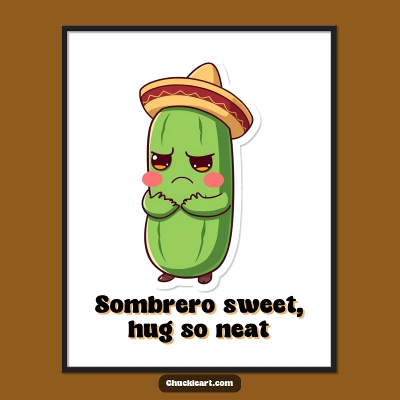 Free Printable Wall Art: Funny Grumpy Pickle Hug - Downloadable Art for Home Decor