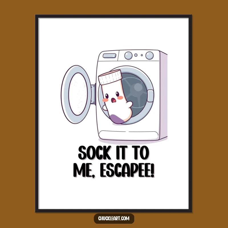 Free Printable Wall Art: Funny Sock Escape Laundry Art - Downloadable DIY Decor