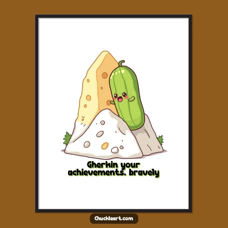 Free Printable Wall Art: Pickle Climbing Cheese Mountain Downloadable Art