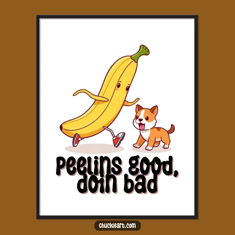 Funny Free Printable Wall Art: Banana Peel Prankster Dog Downloadable Art