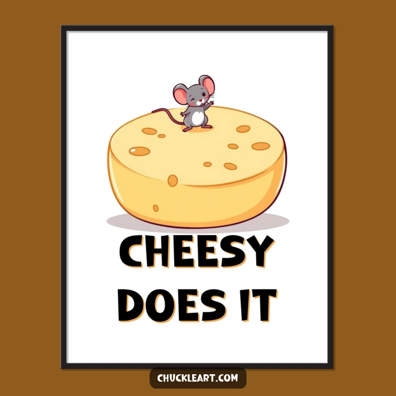 Funny Free Printable Wall Art: Mouse on Cheese Downloadable Decor