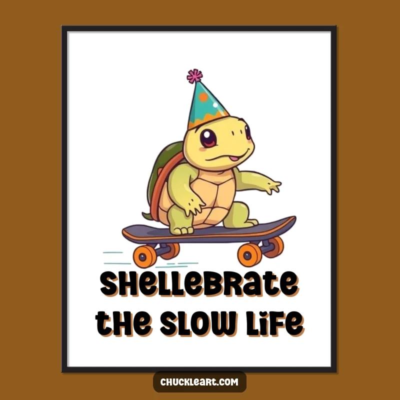 Funny Free Printable Wall Art: Speedy Skater Turtle Decor!