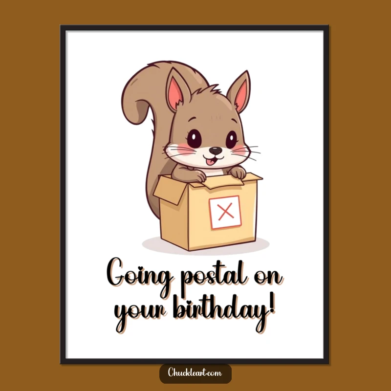 Free Printable Funny Wall Art: Squirrel Mailing Itself - Quirky Downloadable Decor