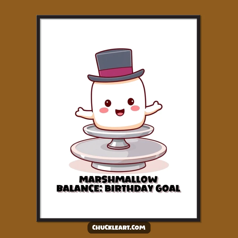 Free Printable Wall Art: Funny Marshmallow Balancing, Quirky Downloadable Decor