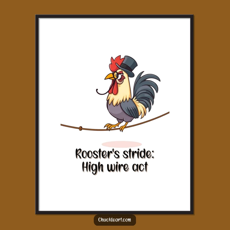Funny Free Printable Rooster Tightrope Wall Art: Dapper Downloadable Decor