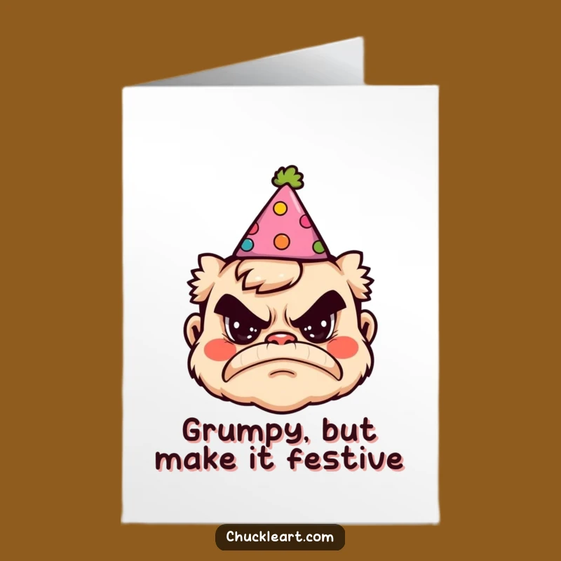 Free Printable Birthday Card: Grumpy Party Hat - Hilarious Downloadable Greeting for a Sourpuss!