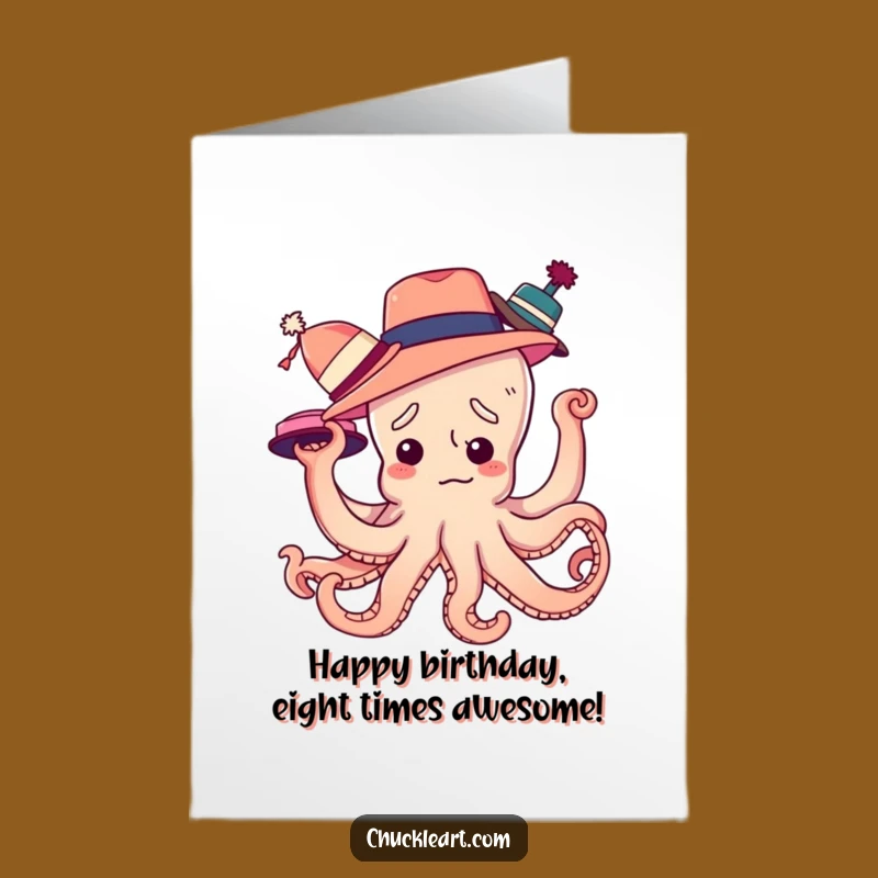 Free Printable Octopus Birthday Card - Funny Hat Lover Gift for Him or Her