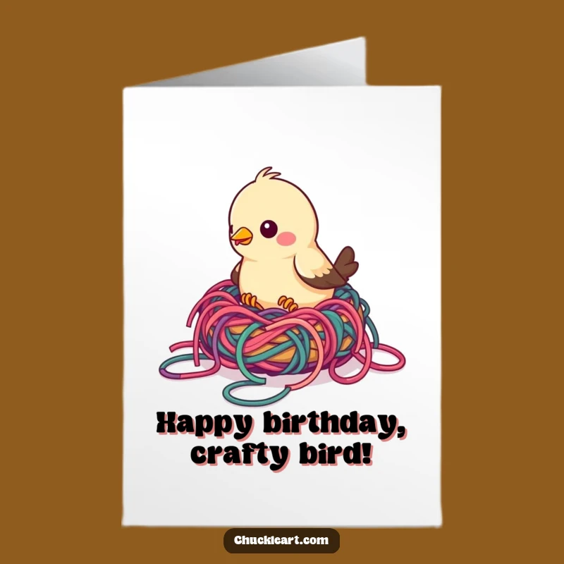 Funny Free Printable Bird Yarn Nest Birthday Card - Crafty Downloadable Gift