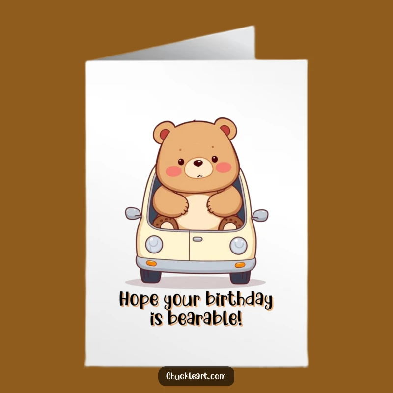 Funny Free Printable Birthday Card: Bear Fits Big Gifts!