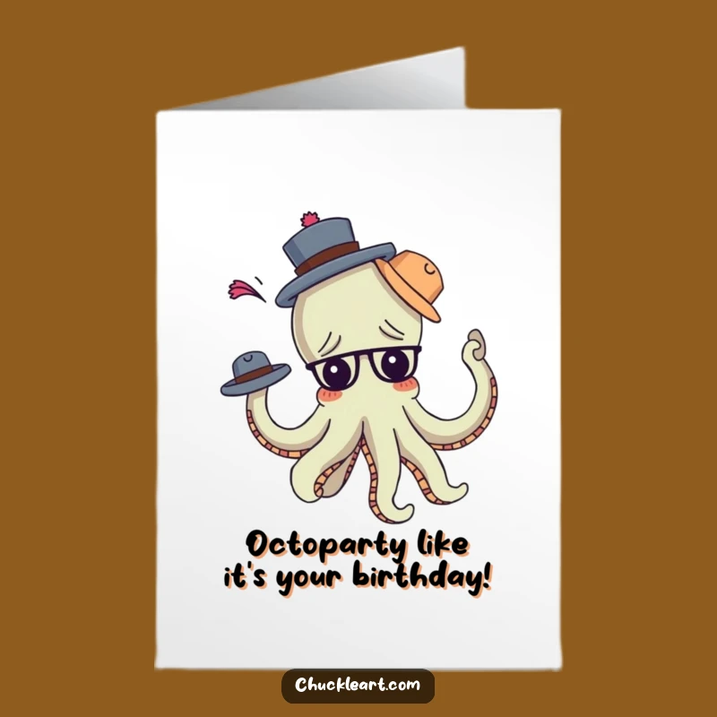 Funny Free Printable Birthday Card: Octopus Hat Chaos!
