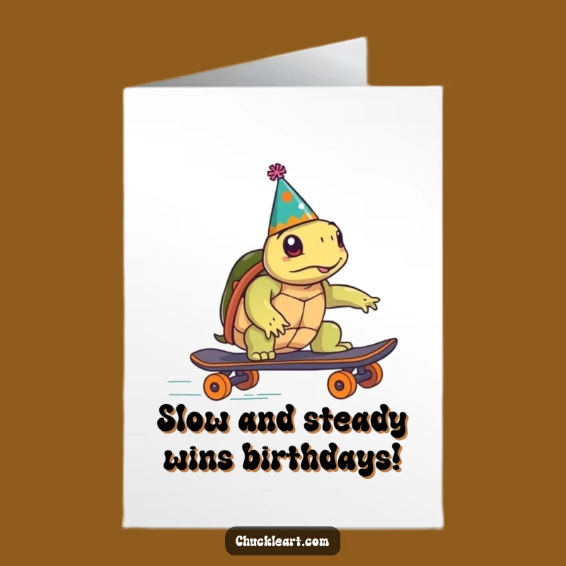 Funny Free Printable Birthday Card: Speedy Turtle Skater Surprise!