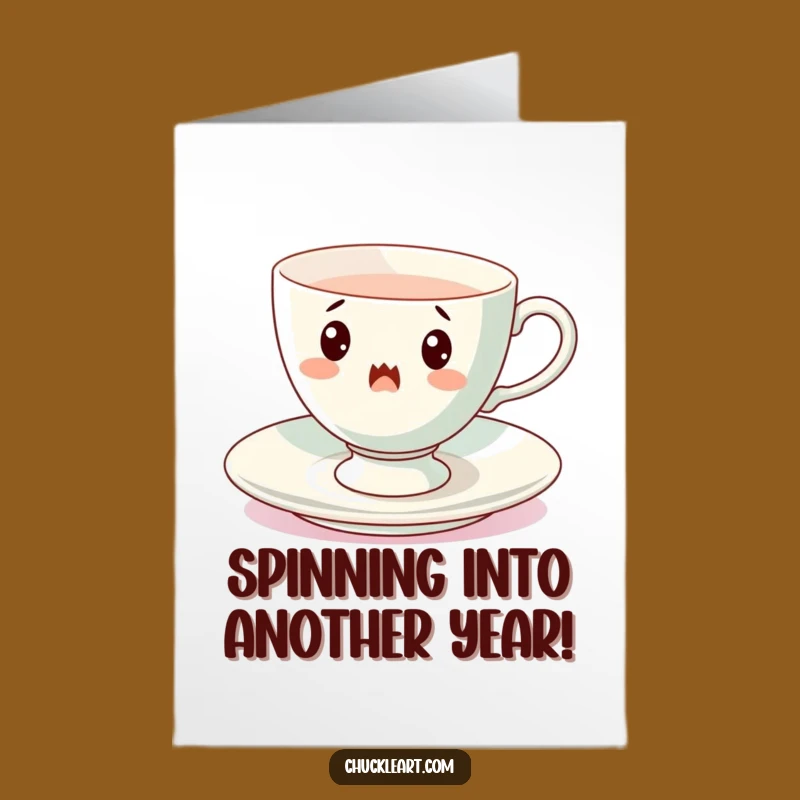Free Printable Birthday Card: Spinning Teacup, Quirky Downloadable Gift for Tea Lovers