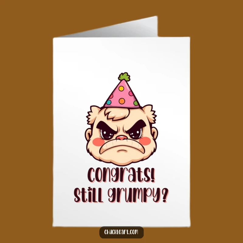 Free Printable Congrats Card: Grumpy Party Hat Icon - Funny Downloadable Celebration!