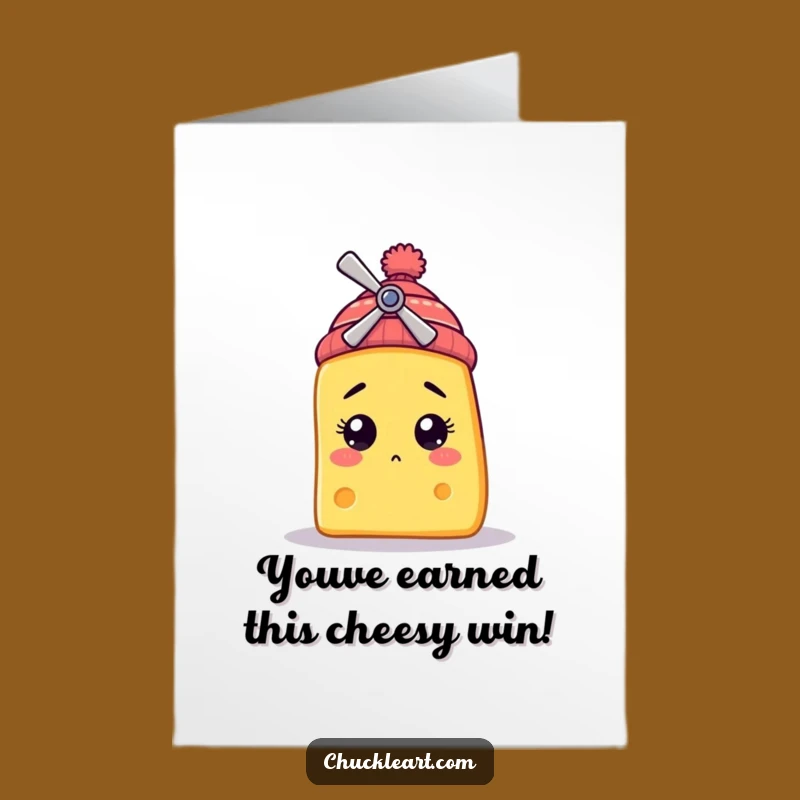 Free Printable Cheese Congrats Card: Propeller Beanie Success - Funny Downloadable Gift