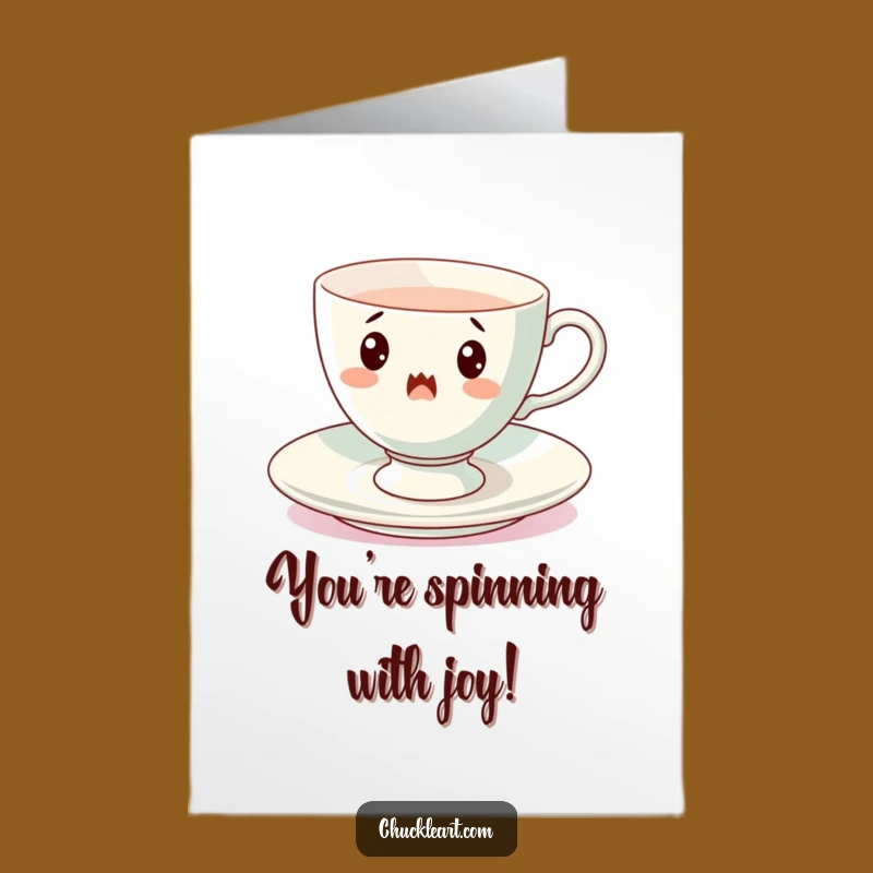 Free Printable Congrats Card: Dizzy Teacup, Amusing Downloadable Gift for Success