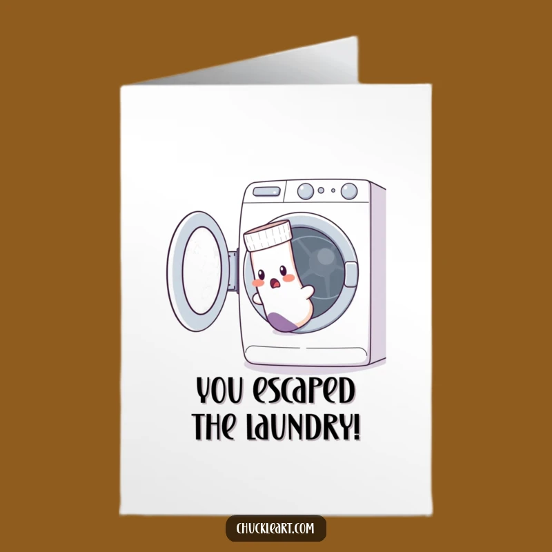 Free Printable Congrats Card: Funny Sock Washing Machine Escape - Downloadable DIY Humor
