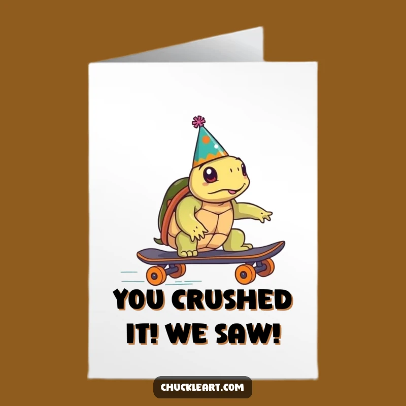 Free Printable Congratulations Card: Turtle Skateboard Triumph!