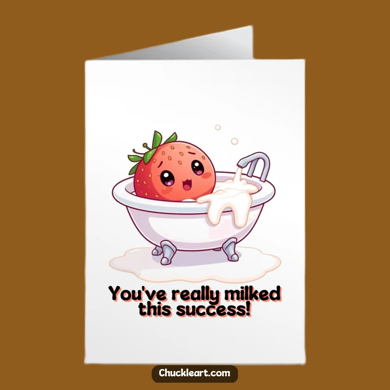 Funny Free Printable Congrats Card: Strawberry's Overflowing Surprise - Downloadable Joy!